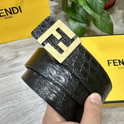 Fendl Fendi 40Mm Wide Double-Sided Genuine Calf Leather With A Single Rhodium-Pl
