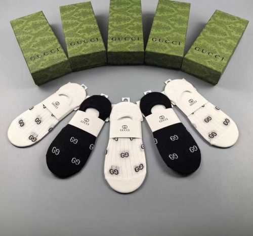 Gucci Women's Invisible Socks, New Arrival (5 pairs per box), Jacquard Classic
