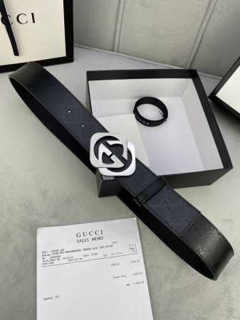 Width 4.0Cm Gucci Classic G House Print With Top Diamond Two-Piece Set Steel Buc - Click Image to Close