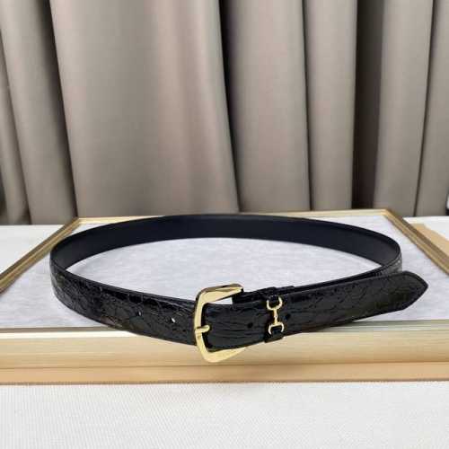 Gucci, Horsebit Belt, Ladies Crocodile Pattern, 3Cm