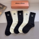 5 pairs per box with packaging Miumiu high-quality embroidered knee-high socks,