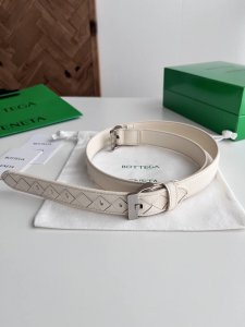 -Bv 2025 new women's woven plain stitching combination belt Italian calfskin wit