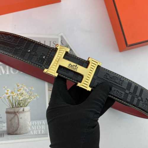 Comes with full gift box Hermes men's floral leather belt 38mm, reversible, bou