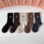 Special Packaging Miumiu New Cashmere Embroidered Mid-Length Slouch Socks! Five