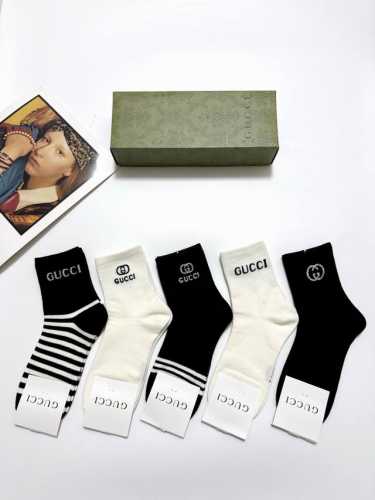 comes with packaging 5 pairs per box Gucci classic letter logo pure cotton mid-