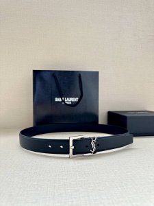 Width 3.0Cm Saint Laurent Ysl Monogram Lychee Embossed Leather Square Buckle Nar