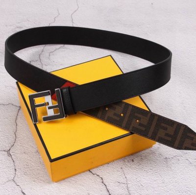 Fendi Fendi 38Mm Wide Belt With Logo Design.Original Ff Double-Layer Buckle, Mad
