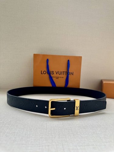 3.4 Wide This Taurillon Leather Belt Is A Metal Belt Loop With Lv Logo, Creating