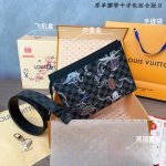 Belt and Clutch 2-Piece Set. Louis L.'s belt features an original cowhide belt