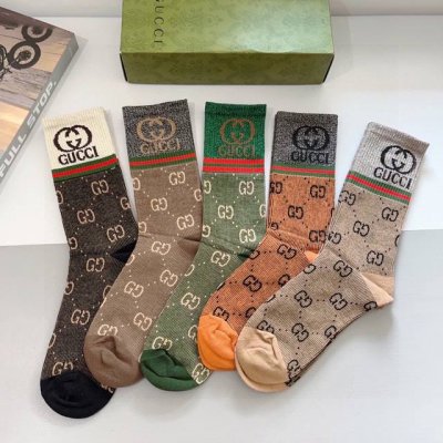5 pairs of Gucci new calf socks (with packaging)! Double-needle, double-line fa