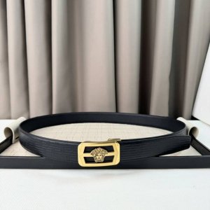 Versace Automatic Belt, Double-Sided Top-Grain Cowhide, 3.5 Cm Adjustable.
