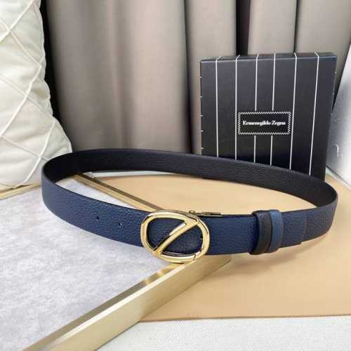 Zegna, Top-Grain Cowhide Leather, 3.5 Cm Wide, Official Website, Pure Copper Met
