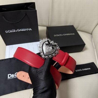 DgWidth 4.0Cm Dolce & Gabbana's new Devotion series Lux leather belt, embellishe
