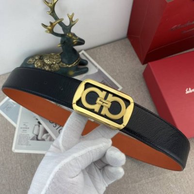 Ferragamo Special Leather Belt Series, Original Factory-Made Stainless Steel Buc