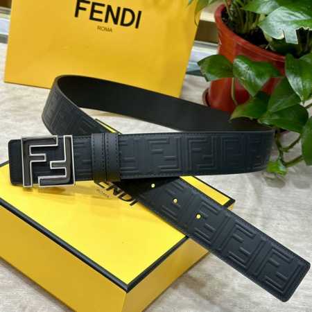 Fendi 40mm wide double-sided original calfskin leather with a single ruthenium p - Click Image to Close