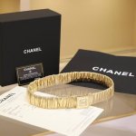 Chanel Cc square resin white and black logo, small square brass logo buckle, cal