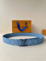 This Lv Initials 4.0 Wide Reversible Belt Features A Monogrammed Canvas Band And
