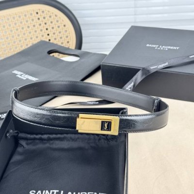 sa Int Laurent Saint Laurent Women's Belt Real Gold Electroplated Buckle Ital