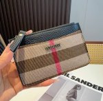 BURBERRY coin purse key bag, canvas and top layer cowhide with compartments for