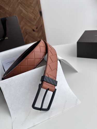 Bv new men's braided belt, pure handmade Intreccio large plaid woven double-side