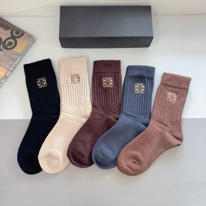 Box of 5 pairs with packaging Loewe high-quality cashmere embroidered knee-high