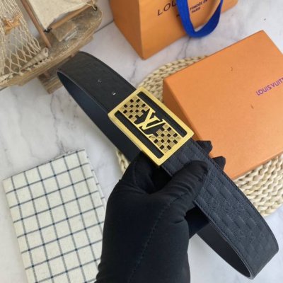 Lv Men's Belt 38Mm Double-Sided Imported Leather Can Be Used On Both Sides Count