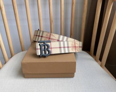 Burberry Tb Exclusive Logo Pattern Italian Leather Belt With Versatile Two-Tone