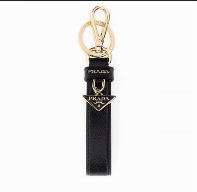 Prada keychain official website model, triangle brand pendant leather ring keyc