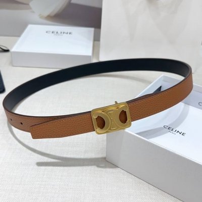 -2.5cm Celine belt, double-sided first layer cowhide lychee pattern, length: 75.