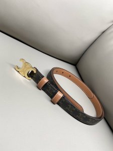 Celine Celine Triomphe Canvas logo print Wagyu leather 1.8 width pinhole belt sl