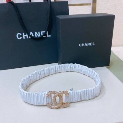 Chanel Cc rhinestone brass logo buckle, calfskin leather, silver and gold metal,