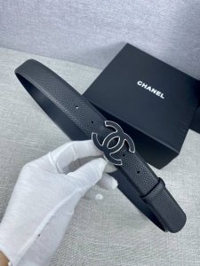 Width 3.0cm Chanel women's belt new style soft lining imported calfskin with fin
