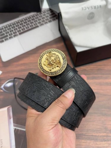 Versace original, width 4cm imported heat-pressed grained top layer cowhide with