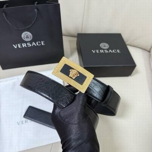 Versace, width 4.0cm, men's imported top layer cowhide Medusa head veneer buckle