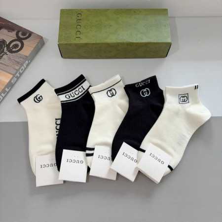 5 pairs per box with packaging Gucci new short socks! Pure cotton fabric, trend - Click Image to Close