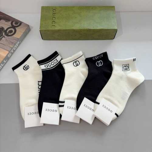 5 pairs per box with packaging Gucci new short socks! Pure cotton fabric, trend
