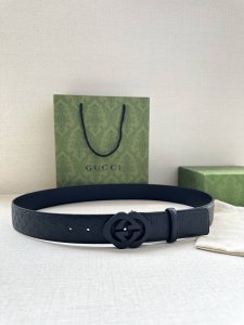 Special Gucci Interlocking Double G Belt With Sand-Black Hardware, Crafted From