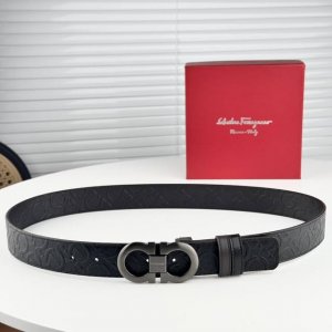 Ferragamo belt, double-sided top-grain genuine cowhide, 3.5cm, adjustable. Look