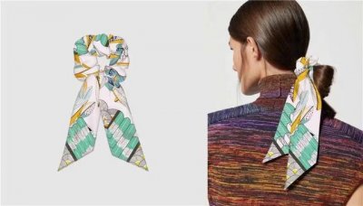 Hermes "Tree Song" hair band, headband dual-purpose Twilly small scarf Twilly s