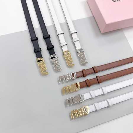 2.0 Cm Miu Miu New Waist Belt, Double-Sided Top-Grain Cowhide Leather, Length: 7 - Click Image to Close