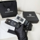 Versace Width 4.0Cm New Smooth Belt With Round Rivets And Medusa Decoration With