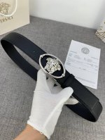 Width 4.0Cm Versace This Soft Wild Boar-Effect Leather Belt Features An Oval Med