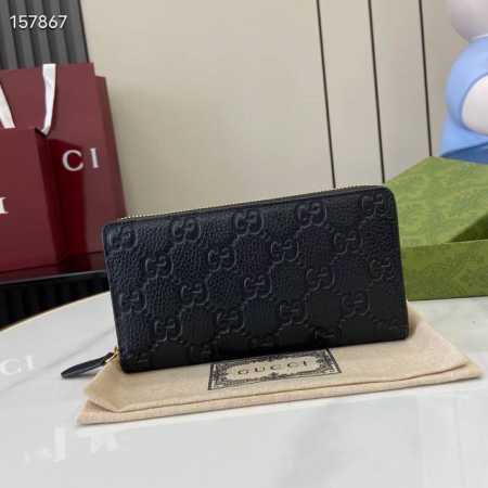 Top-of-the-line new Gg Emblem series ultra-soft lychee embossed full leather wal - Click Image to Close