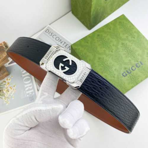 Gucci Special Leather Belt Series Original Hardware Boutique Stainless Steel Buc