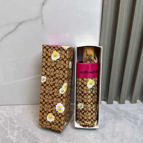 Coach wooden handle small daisy new 50% off folding umbrella fashionable origina