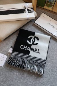 Chanel double stitch classic three-color scarf Original original label super fi