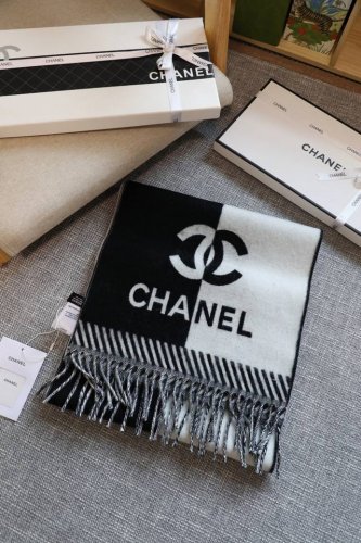 Chanel double stitch classic three-color scarf Original original label super fi