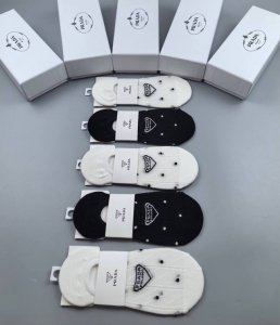 Special Offer: Prada New Women's Invisible Socks, 5 pairs per box, jacquard clas