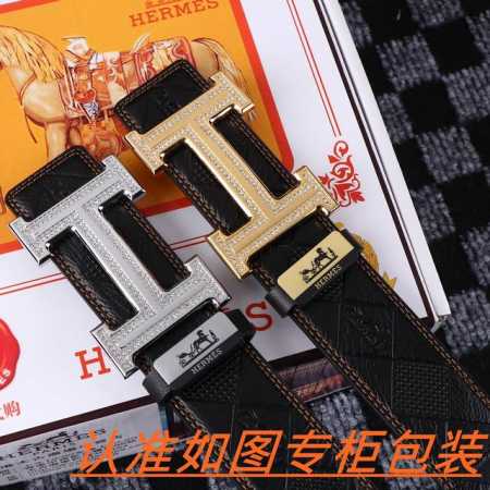 Men's Belt: Hermes Original Men's Leather: 100% Top Layer Cowhide, Guaranteed Ge - Click Image to Close