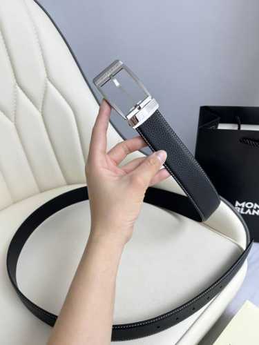 Special Montblanc Width 3.5Cm Made From Top-Grain Cowhide Premium Needle-Stitche